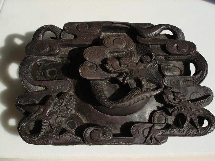 antique Chinese DUAN inkstone & lid dragon intricate carving, Antiek en Kunst, Kunst | Niet-Westerse kunst, Ophalen of Verzenden