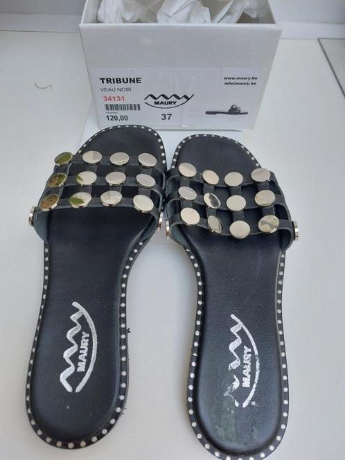 Sandale mule plate noire cuir rond metal ag .Maury 37 Pv 120, Kleding | Dames, Schoenen, Zo goed als nieuw, Sandalen of Muiltjes