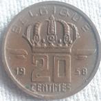 BELGIQUE : 20 CENTS 1958 POUR LE KM 148, Envoi, Bronze, Monnaie en vrac