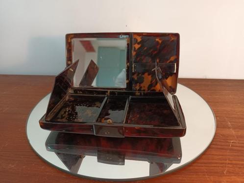 Vintage beautycase - minaudière 'schildpad' - OPRUIMING!, Handtassen en Accessoires, Beautycases, Gebruikt, Hardcase, Bruin, Met slot