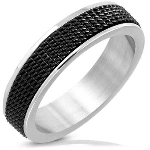 Bague pour hommes en acier inoxydable avec bande en maille, Bijoux, Sacs & Beauté, Bagues, Neuf, Homme, Fer ou Acier, Enlèvement ou Envoi