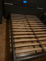 Lit 140x200 + Sommier + matelas en bon état, Maison & Meubles, 140 cm, Brun, Enlèvement, Utilisé
