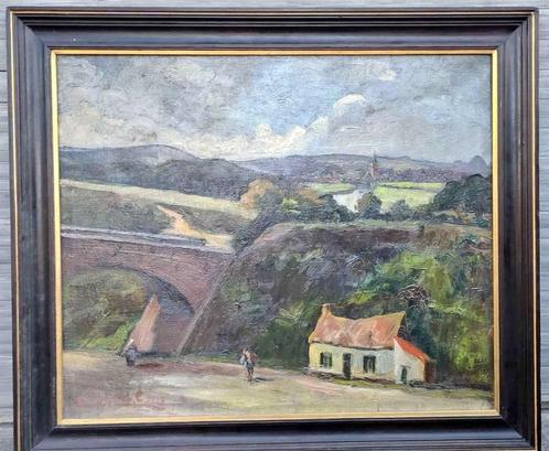 Huile sur toile entre Sambre et Meuse signe clepkens e, Antiek en Kunst, Kunst | Schilderijen | Klassiek, Ophalen of Verzenden