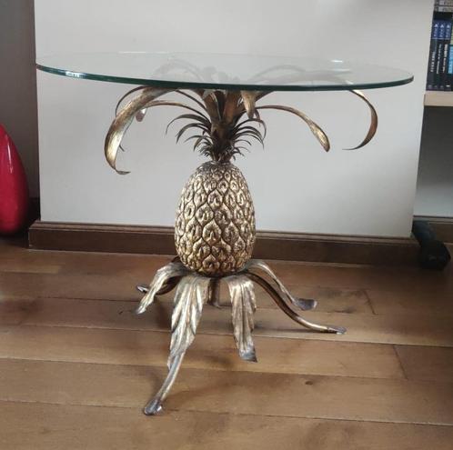 Pineapple coffe table, verguld metaal, bijzettafel ananas, Huis en Inrichting, Tafels | Sidetables, Gebruikt, 50 tot 75 cm, 50 tot 100 cm