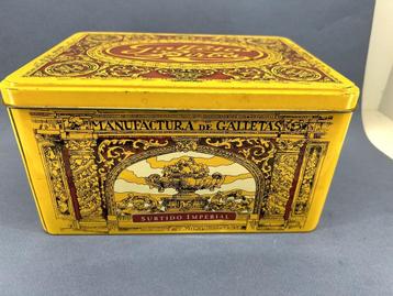 Vintage koekjesdoos en Maizena blik beschikbaar voor biedingen