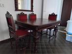 Antieke tafel en 6 stoelen, Huis en Inrichting, Ophalen, 100 tot 150 cm, Antiek (Mechels), Eikenhout