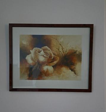 Schilderij "Roos met takje" , Betty Jansma (1942 - heden) beschikbaar voor biedingen