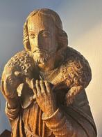 Eiken beeld Jezus met schaap, Antiek en Kunst, Ophalen of Verzenden