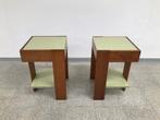 Vintage mid-century bijzettafels/nachtkastjes/ladekastjes, Huis en Inrichting, Minder dan 55 cm, Gebruikt, Hout, Ophalen