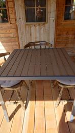 Tuintafel aluminium antraciet .kunststof latjes,1 m/1m, Ophalen, Zo goed als nieuw, Aluminium