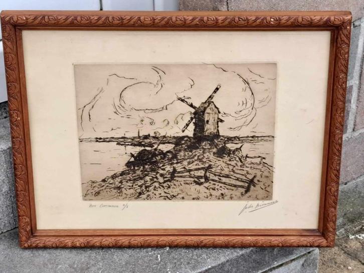eau forte hors commerce signe jules brouwers, Antiek en Kunst, Kunst | Etsen en Gravures, Ophalen of Verzenden