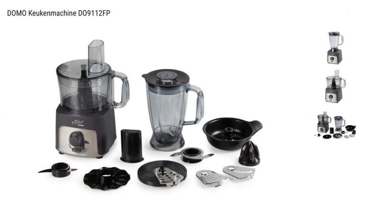 DOMO Keukenmachine DO9112FP, Elektronische apparatuur, Keukenmixers, Nieuw, 1 tot 2 liter, 3 snelheden of meer, Vaatwasserbestendig