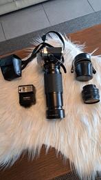Fototips Minolta + 2 lenzen + flits + opbergtas, Audio, Tv en Foto, Ophalen, Gebruikt, Minolta