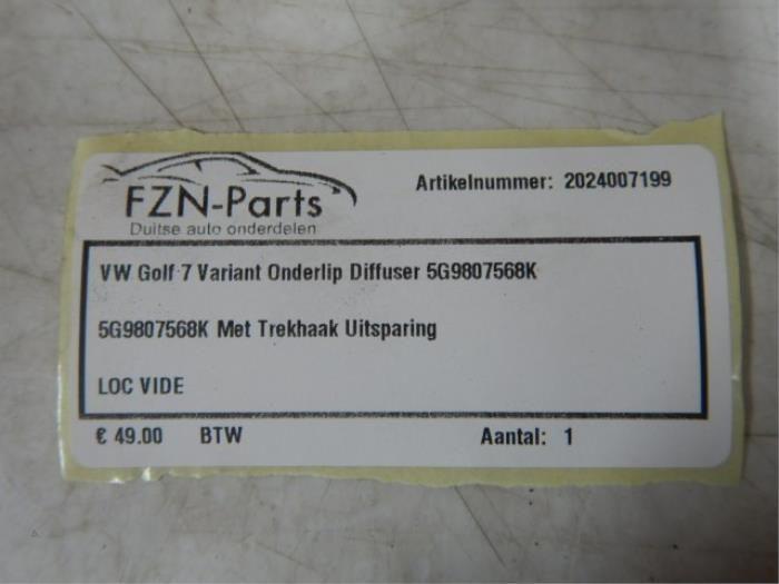 Diffuser achterbumper Volkswagen Golf (22726965), Auto-onderdelen, Carrosserie, Bumper, Achter, Gebruikt, Ophalen