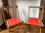 Chaises pliable bois et toile vintage (2), Maison & Meubles, Chaises, Comme neuf, Rouge, Bois