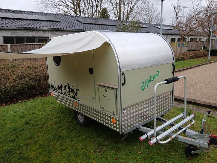 Teardrop caravan 2 persoons  fietsendrager, Caravans en Kamperen, Tenten, tot en met 2, Zo goed als nieuw, Ophalen