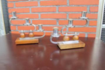 2 Art-Deco kandelaars, Vintage , Chroom Hout beschikbaar voor biedingen