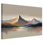 Berglandschap abstract met kleurrijke tinten canvas 60x40cm, Antiek en Kunst, Verzenden