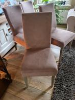 Stoelen met taupekleurige velvet hoes (4 beschikbaar), Ophalen, Zo goed als nieuw