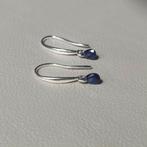 Oorbellen saffier edelsteen 925 zilver, Hangers, Blauw, Nieuw, Ophalen of Verzenden