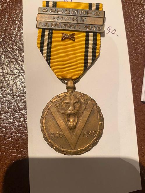 Lot 8 medaille : Ardennes Belge Vinkt - la dendre 1940, Verzamelen, Militaria | Algemeen, Ophalen of Verzenden
