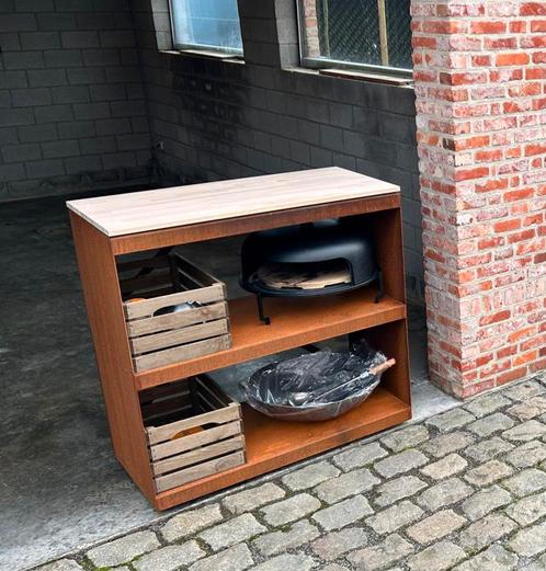 Bijzettafel cortenstaal 1m * 50cm, Tuin en Terras, Houtskoolbarbecues, Zo goed als nieuw, Ophalen