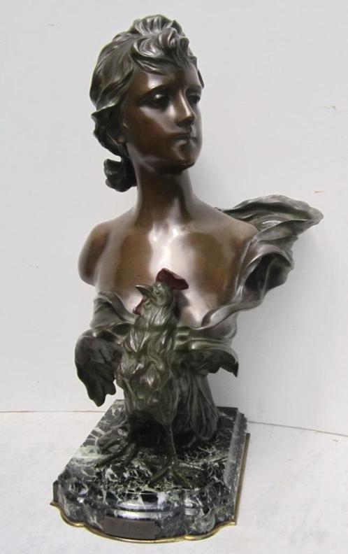 Art nouveau bronzen buste brons A. Nelson ca 1900; 65 cm, Antiek en Kunst, Kunst | Beelden en Houtsnijwerken, Ophalen