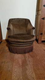 Fauteuil  vintage en velour, Gebruikt, Ophalen