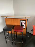 Retro barkast met 2 krukken, Huis en Inrichting, Barren, Ophalen, Gebruikt, Inclusief barstoelen