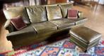 Groen leren vintage zetel - 4 personen, Ophalen, Gebruikt, Vintage, Driepersoons