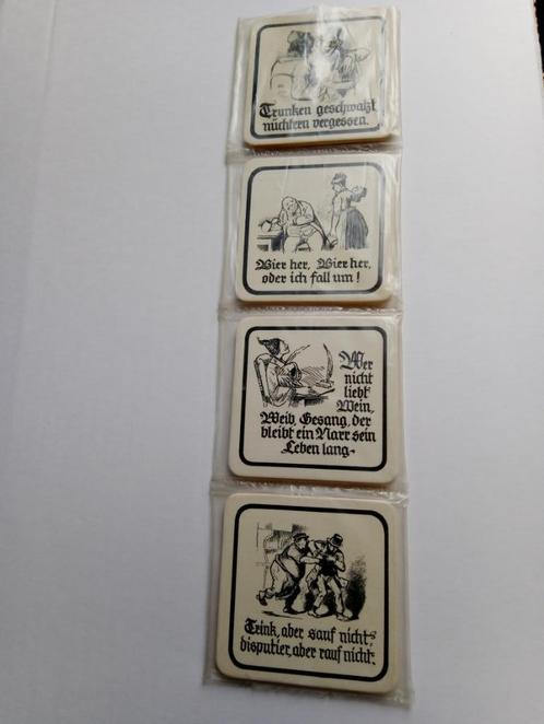 Uniek Vintage Lot 8 German Funny Saying Bier Coasters Thick, Verzamelen, Retro, Huis en Inrichting, Ophalen of Verzenden