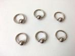 6 anneaux pour piercings en acier chirurgical 0.8 x 10 mm, Handtassen en Accessoires, Piercings, Ophalen of Verzenden, Gebruikt