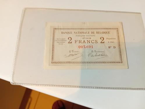 Pr biljet 2fr type Rekeningen Courant 1914, Postzegels en Munten, Bankbiljetten | België, Ophalen of Verzenden