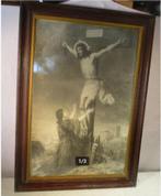 Belle gravure ancienne 'Christ sur la Croix' - 93x66, Antiquités & Art, Antiquités | Objets religieux, Enlèvement ou Envoi