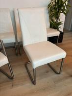 Leren stoelen met inox frame, Huis en Inrichting, Stoelen, Ophalen, Wit, Leer, Zo goed als nieuw