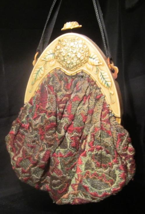 Art nouveau tasje met celluloid frame, bloemen design, Antiek en Kunst, Antiek | Overige Antiek, Verzenden