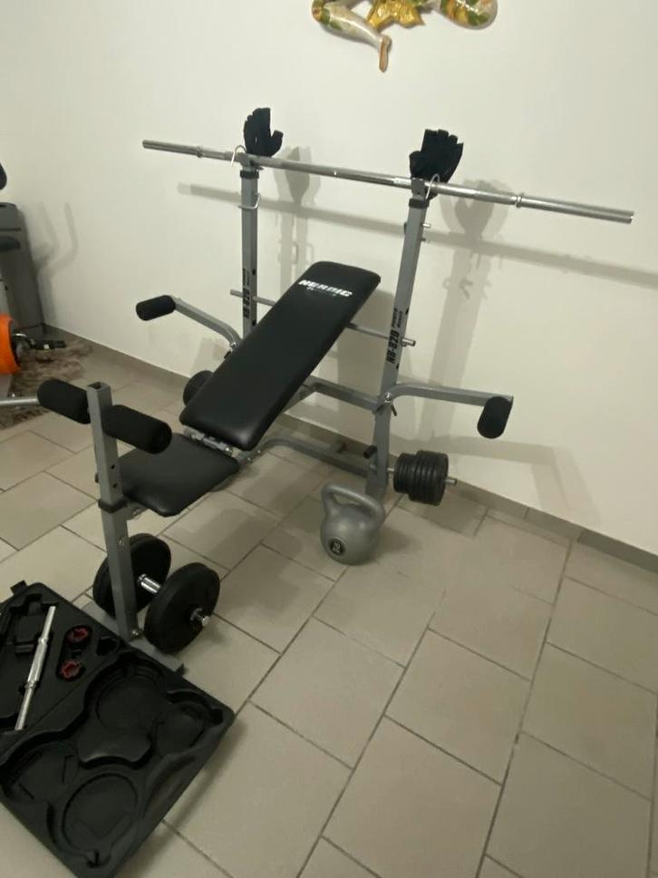 Halterbank + accessoires zie foto's, Sport en Fitness, Overige Sport en Fitness, Zo goed als nieuw, Ophalen