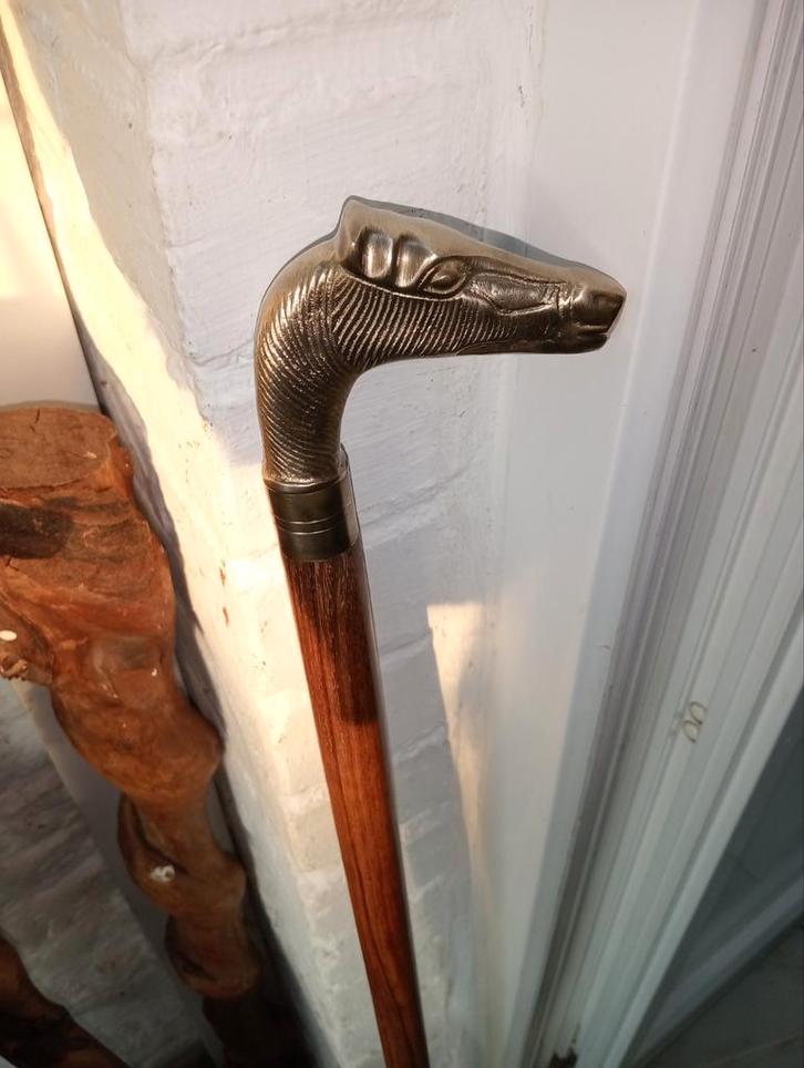 Ancienne Grande belle canne ( cheval ) 96.5 cm, Divers, Bâtons de marche