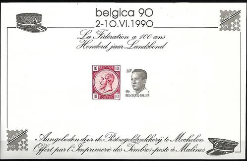 1990 Herinneringsvelletje “Belgica 90”, Postzegels en Munten, Postzegels | Europa | België, Postfris, Orginele gom, Koninklijk huis