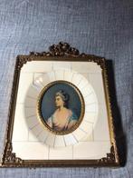 Peinture miniature incrustée d'ivoire, en parfait état, Antiquités & Art, Enlèvement ou Envoi