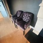 4 antracietzwarte fluwelen stoelen € 85/stuk of € 300 voor 4, Ophalen, Hout, Zwart, Zo goed als nieuw