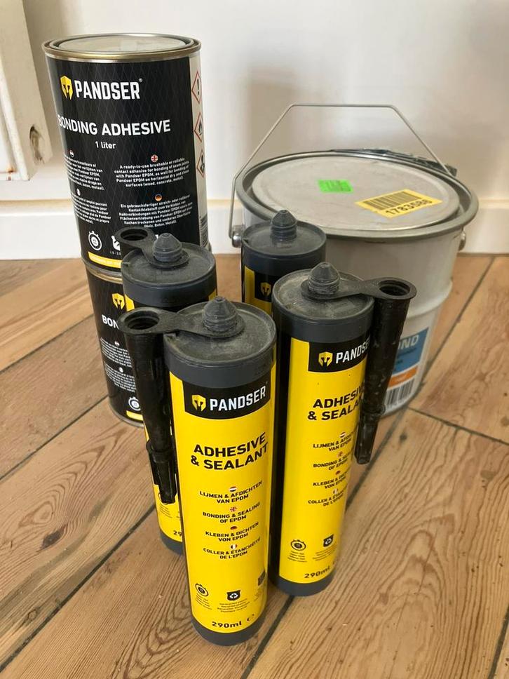 EPDM-Pandser + BOSSCOVER—PRO/LIJMSET VOOR PLAT DAK, Doe-het-zelf en Bouw, Isolatie en Afdichting, Nieuw, Ophalen of Verzenden