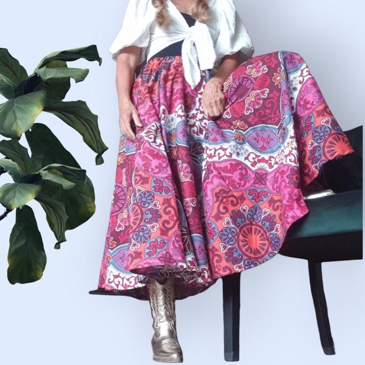 Feestelijke zwierige lange rok handgemaakt recycled 38/40, Kleding | Dames, Carnavalskleding en Feestkleding, Kleding, Maat 38/40 (M)