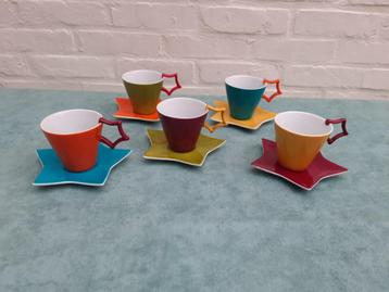 NIEUW geschenkset 5 kleurrijke tassen Maisons du monde ster beschikbaar voor biedingen