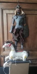 Twee marionetten paard & krijger (hout & mix), Antiek en Kunst, Ophalen