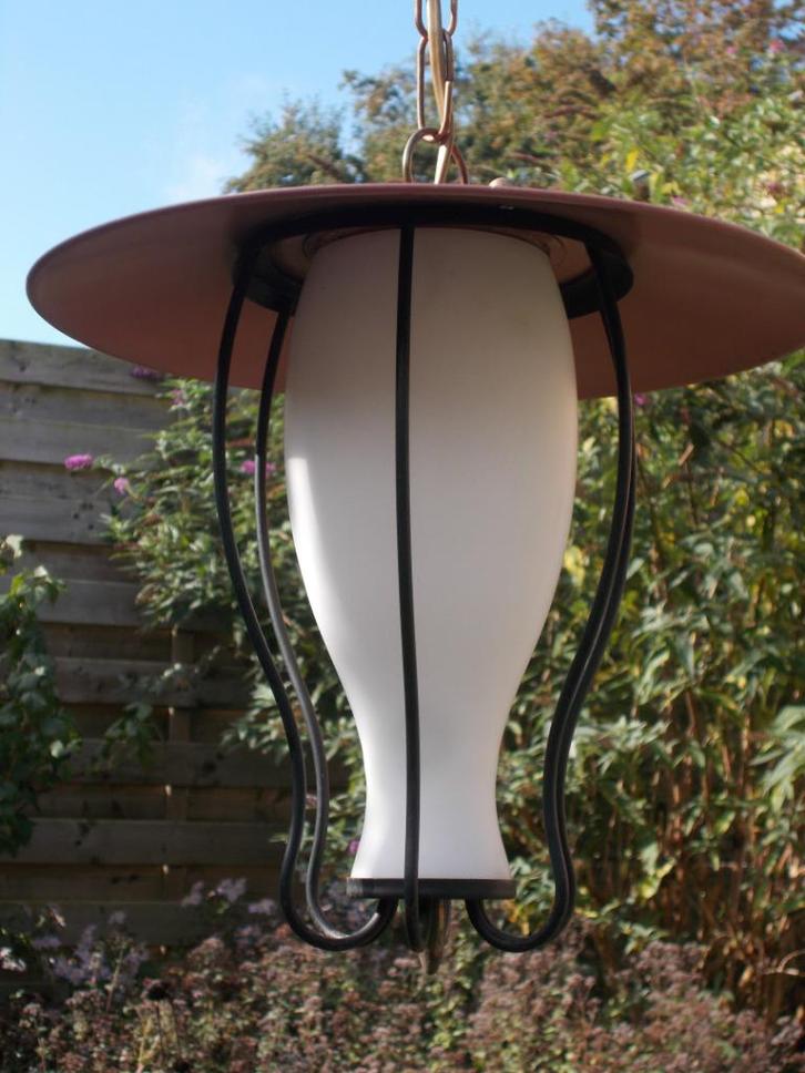 Zeldzame Dutch Design hanglamp van Philips 1950s, Huis en Inrichting, Lampen | Hanglampen, Gebruikt, Glas, Metaal, Ophalen of Verzenden