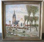 Alfons BLOMME, geanimeerd Bretoens landschap met kerk, Antiek en Kunst, Ophalen of Verzenden