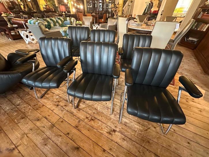 Zes Vintage Walter Knoll ‘Art Collection’ Eetkamerstoelen, Huis en Inrichting, Stoelen, Gebruikt, Vijf, Zes of meer stoelen, Leer