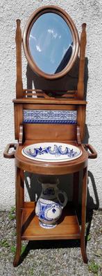 Support de vasque ancien avec miroir inclinable et broc, Antiquités & Art, Enlèvement