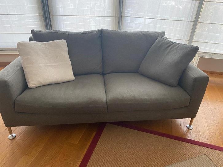 B&B Italia bank en 2 fauteuils, Huis en Inrichting, Zetels | Zetels, Gebruikt, Rechte bank, Tweepersoons, Metaal, Stof, Ophalen